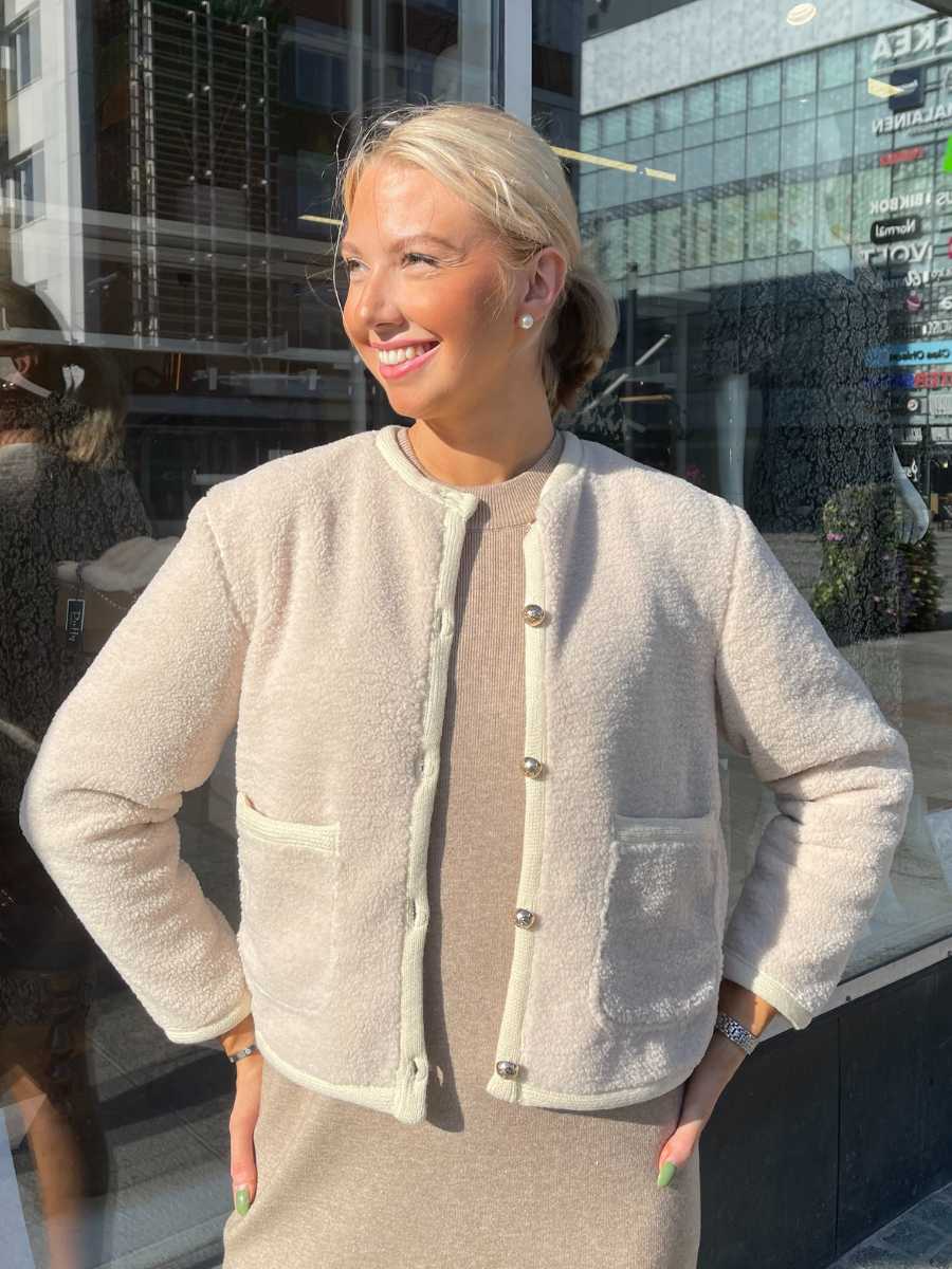 Cream Anolis teddyjakku vuorella