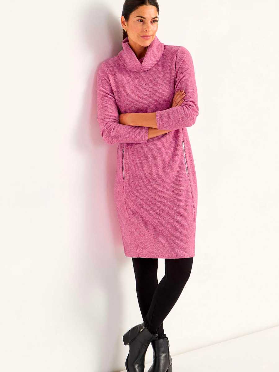 Tunikamekko kauluksella, pinkki