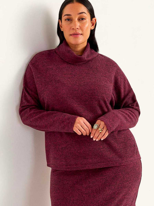 Pehmopusero kauluksella, burgundy