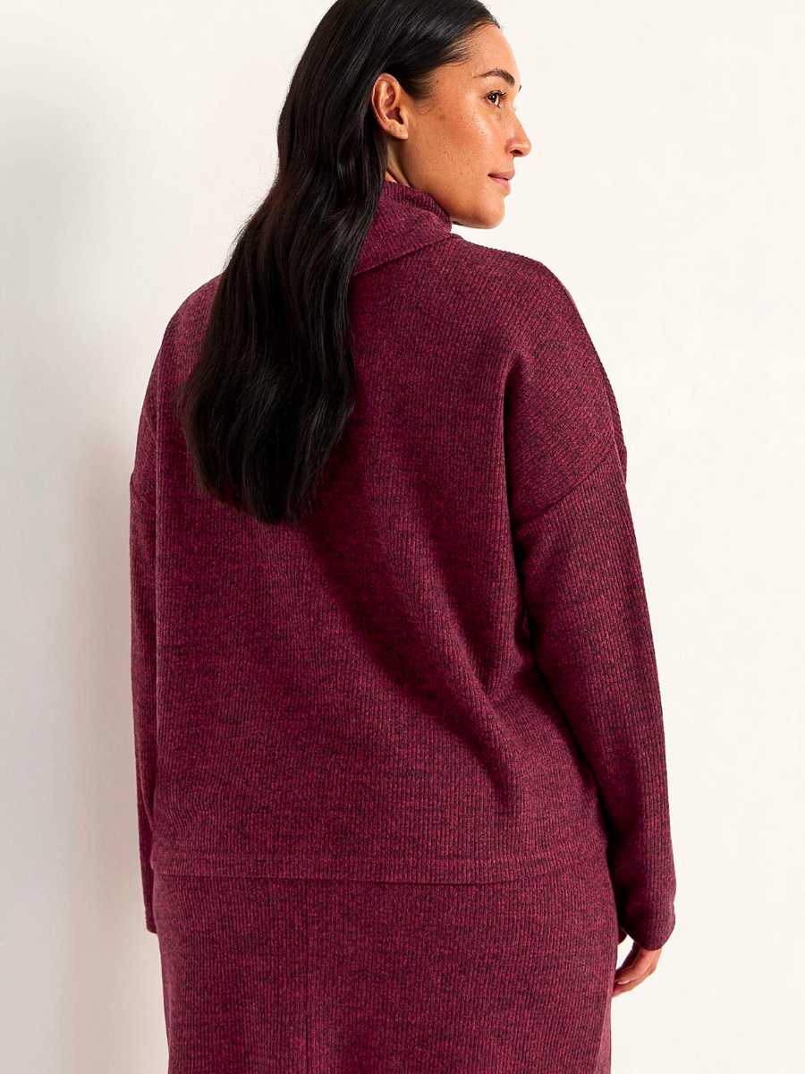 Pehmopusero kauluksella, burgundy