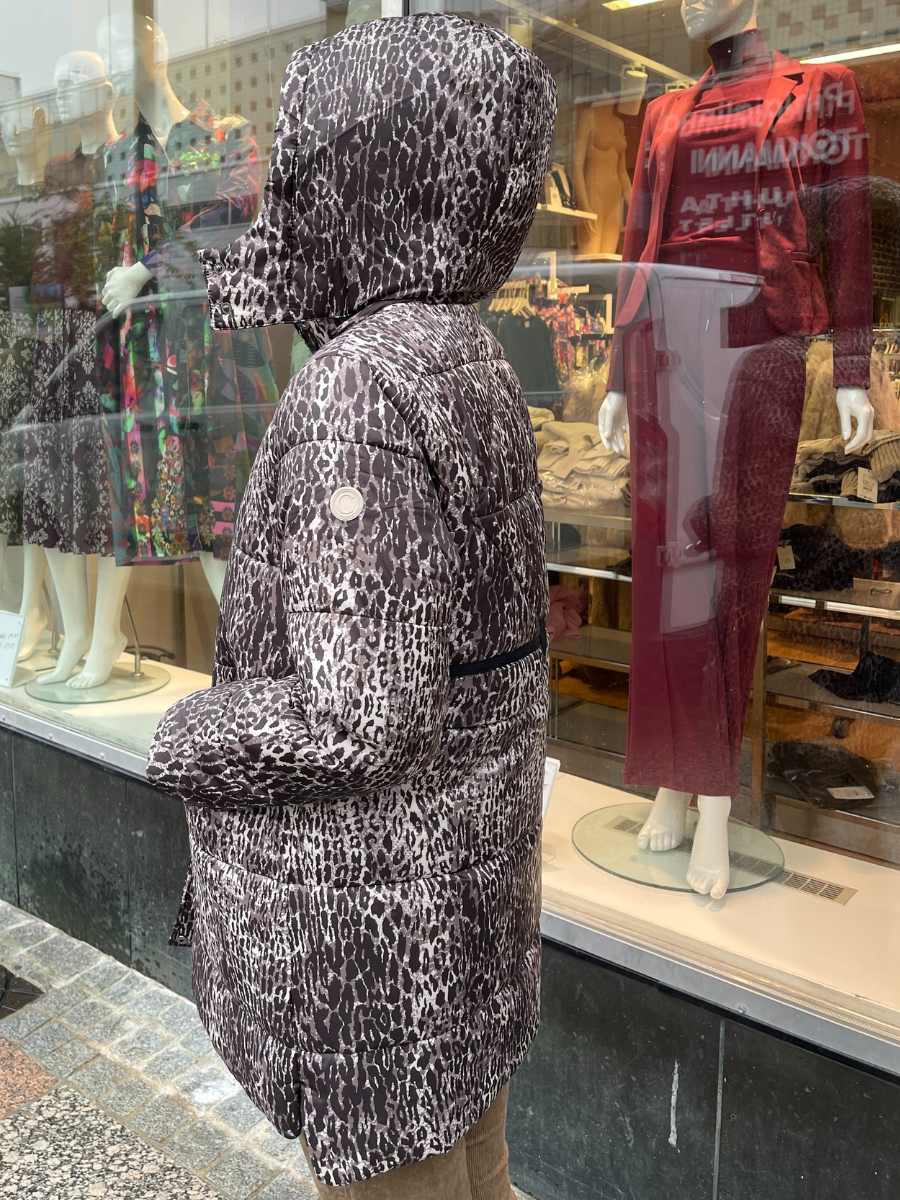 Cream Gaiagro Midi Printed kevyt toppatakki, Licorice Leopard