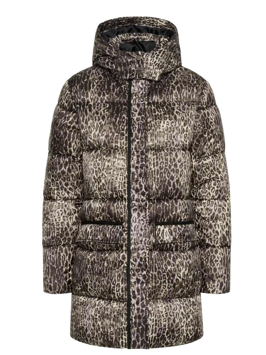 Cream Gaiagro Midi Printed kevyt toppatakki, Licorice Leopard