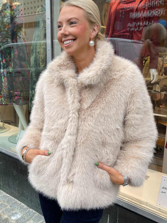 Cream Frimia tekoturkkitakki