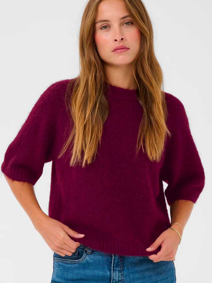 KA Emilie neulepusero, viininpunainen ja valkoinen