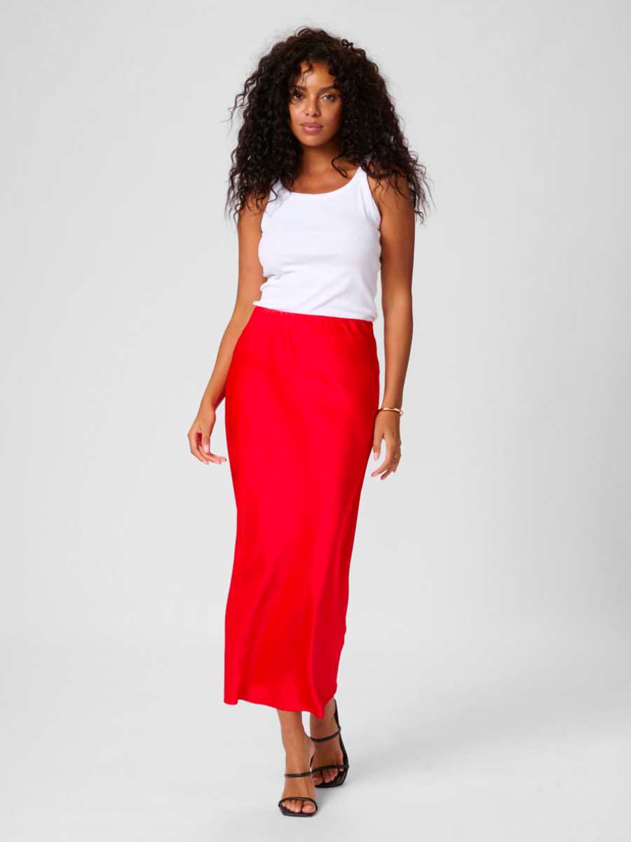 Kaffe Lotte satiinihame, punainen