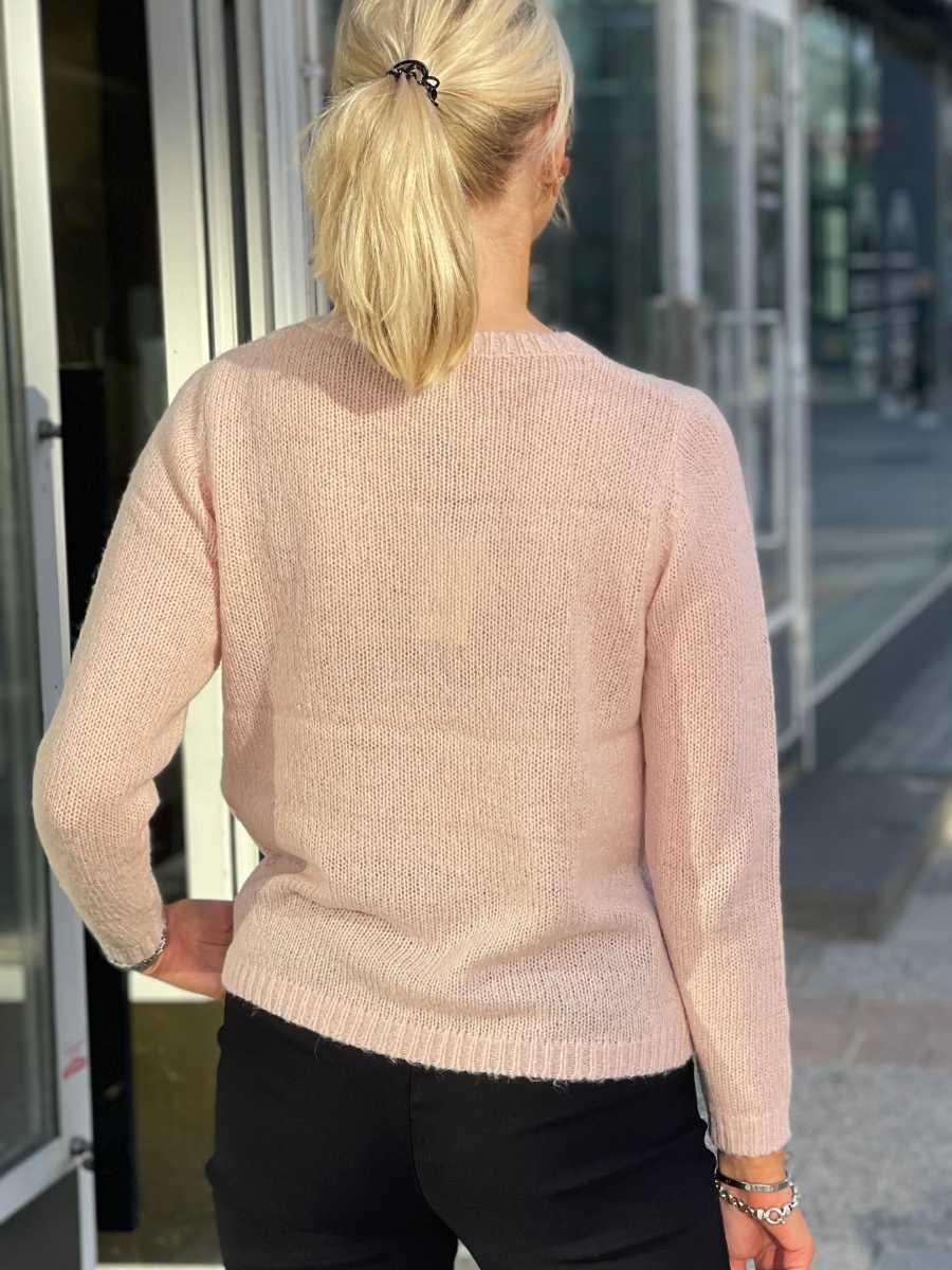 STI Benna neuletakki, harmaa ja vaaleanpunainen