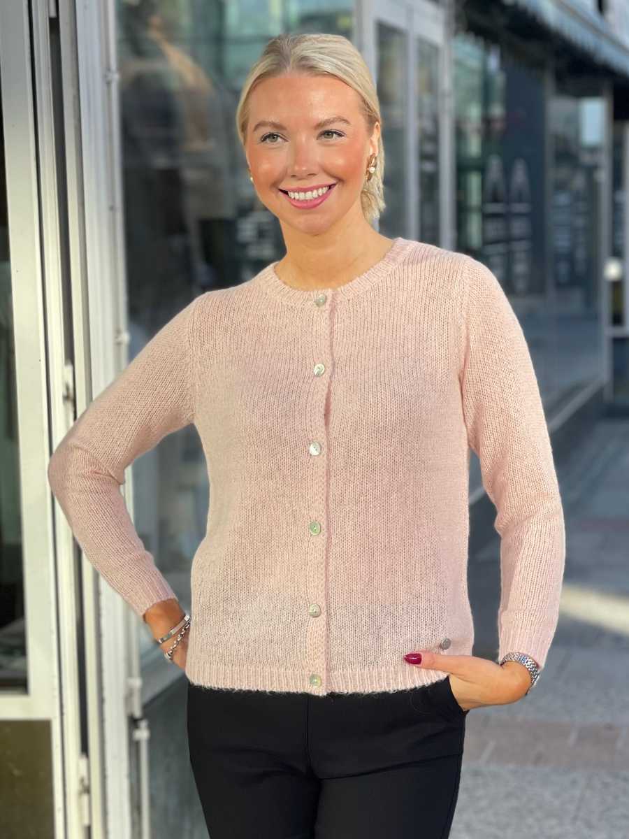 STI Benna neuletakki, harmaa ja vaaleanpunainen