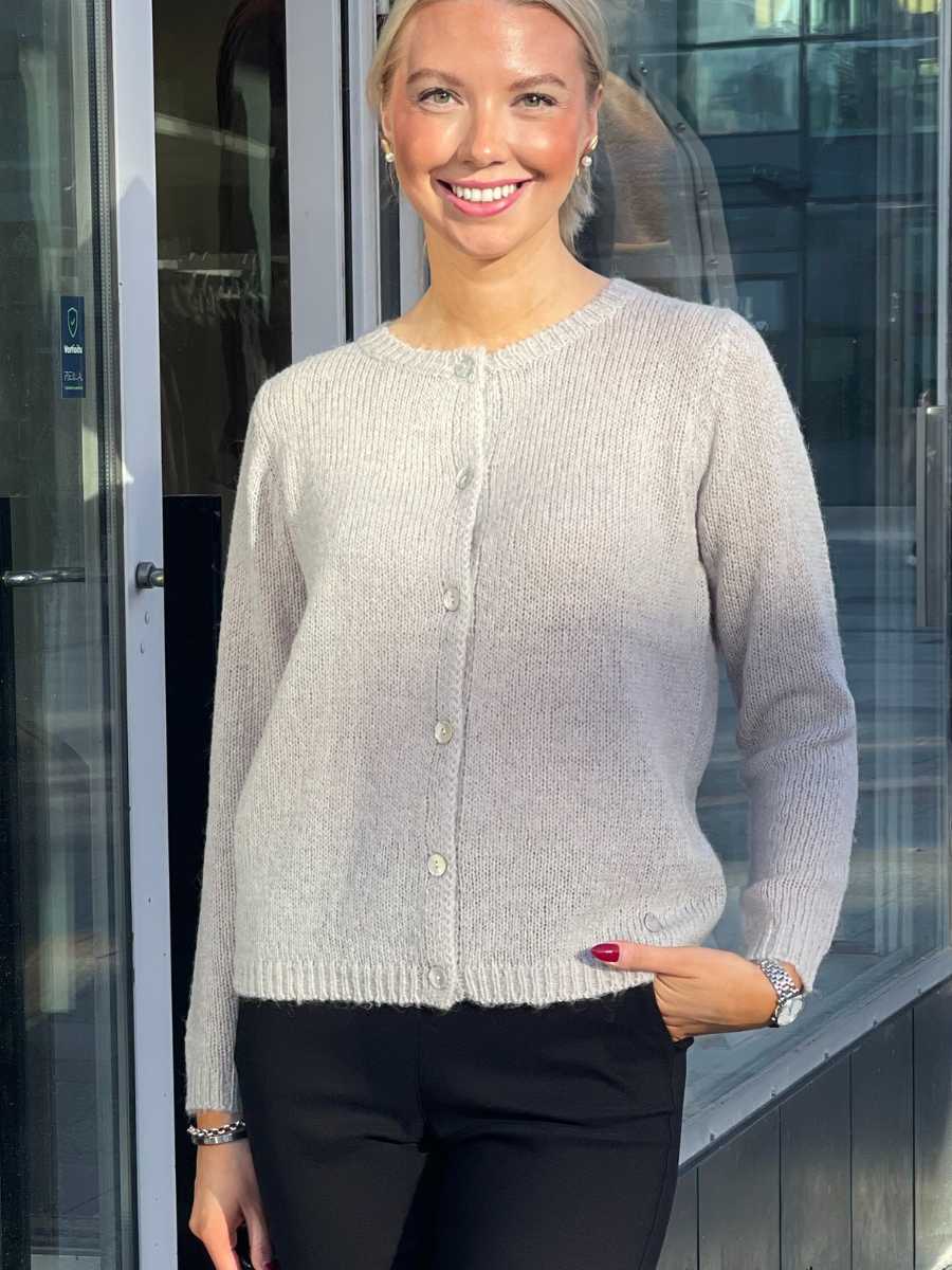 STI Benna neuletakki, harmaa ja vaaleanpunainen