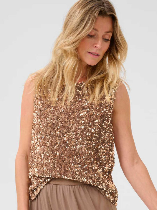 Palia paljettitoppi, kulta/beige