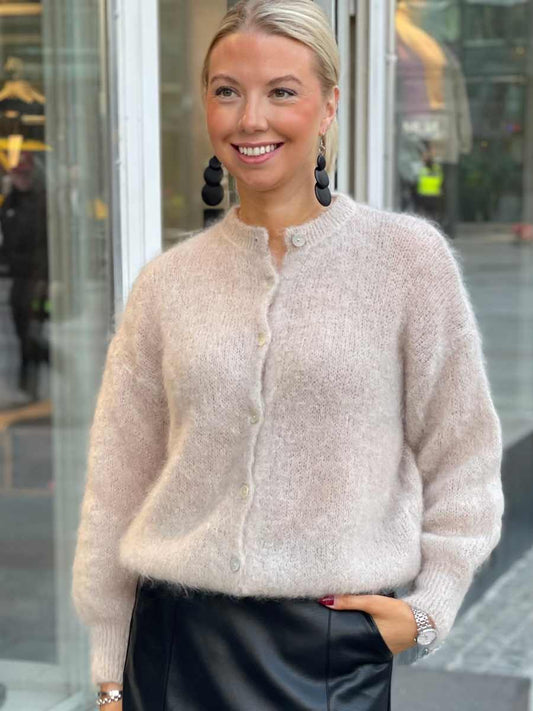 Huurre mohairneuletakki lyhyt, Beige ja Musta