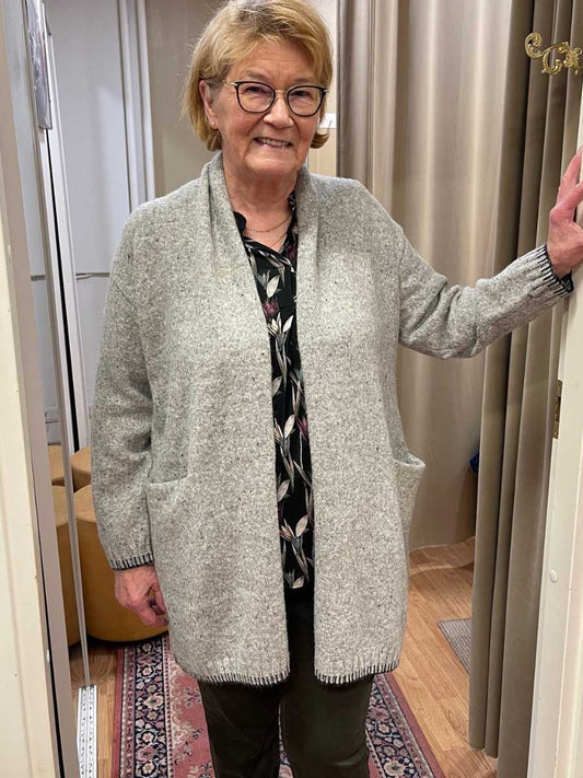 Ciso neuletakki, meleerattu harmaa ja vaalea